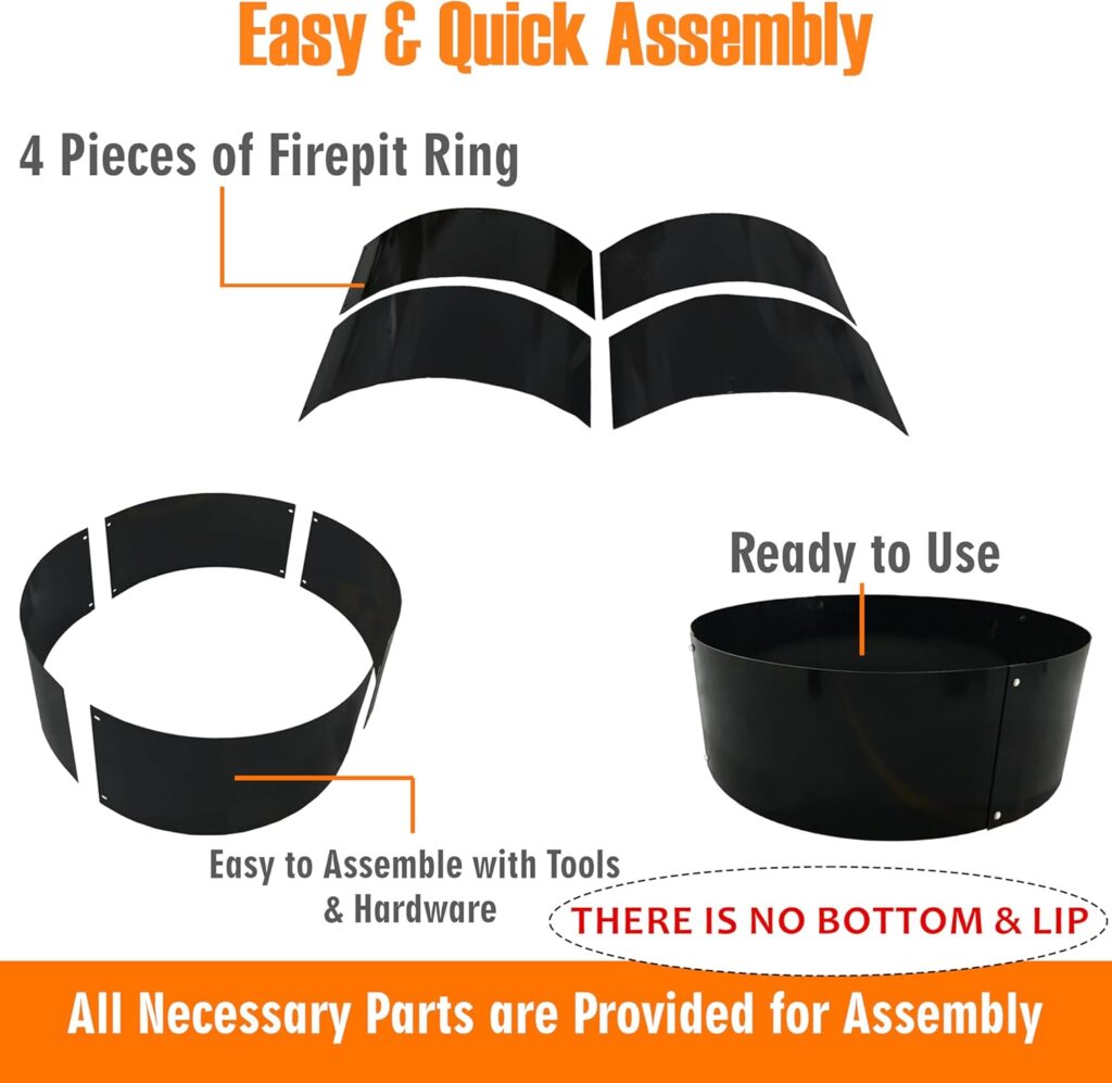 FEBTECH - Fire Rings for Outside Wood Burning Fire Pits - Dia X H - 2mm Thick Steel DIY Firepit Ring Liner - Perfect for Above or In-Ground Fire Pit, Outdoor Garden, Patio Camping FEBTECH - Fire Rings for Outside Wood Burning Fire Pits - Dia X H - 2mm Thick Steel DIY Firepit Ring Liner - Perfect for Above or In-Ground Fire Pit, Outdoor Garden, Patio Camping