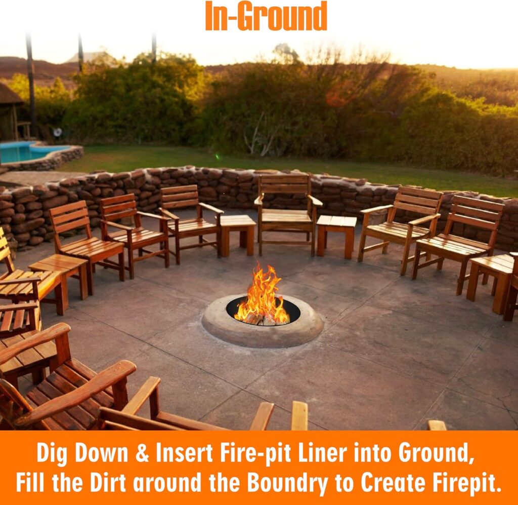 FEBTECH - Fire Rings for Outside Wood Burning Fire Pits - Dia X H - 2mm Thick Steel DIY Firepit Ring Liner - Perfect for Above or In-Ground Fire Pit, Outdoor Garden, Patio Camping FEBTECH - Fire Rings for Outside Wood Burning Fire Pits - Dia X H - 2mm Thick Steel DIY Firepit Ring Liner - Perfect for Above or In-Ground Fire Pit, Outdoor Garden, Patio Camping