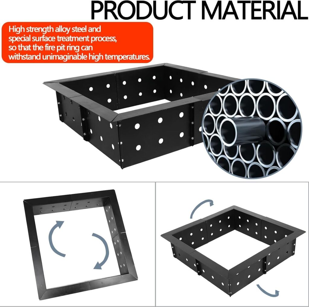 Fire Pit Liner Ring, Smokeless firepit Modern,Heavy Duty Solid Carbon Steel, DIY Campfire Ring Above or In-Ground for Outdoor, Patio, Backyard Wit（36-Inch Outer/30-Inch Inner）