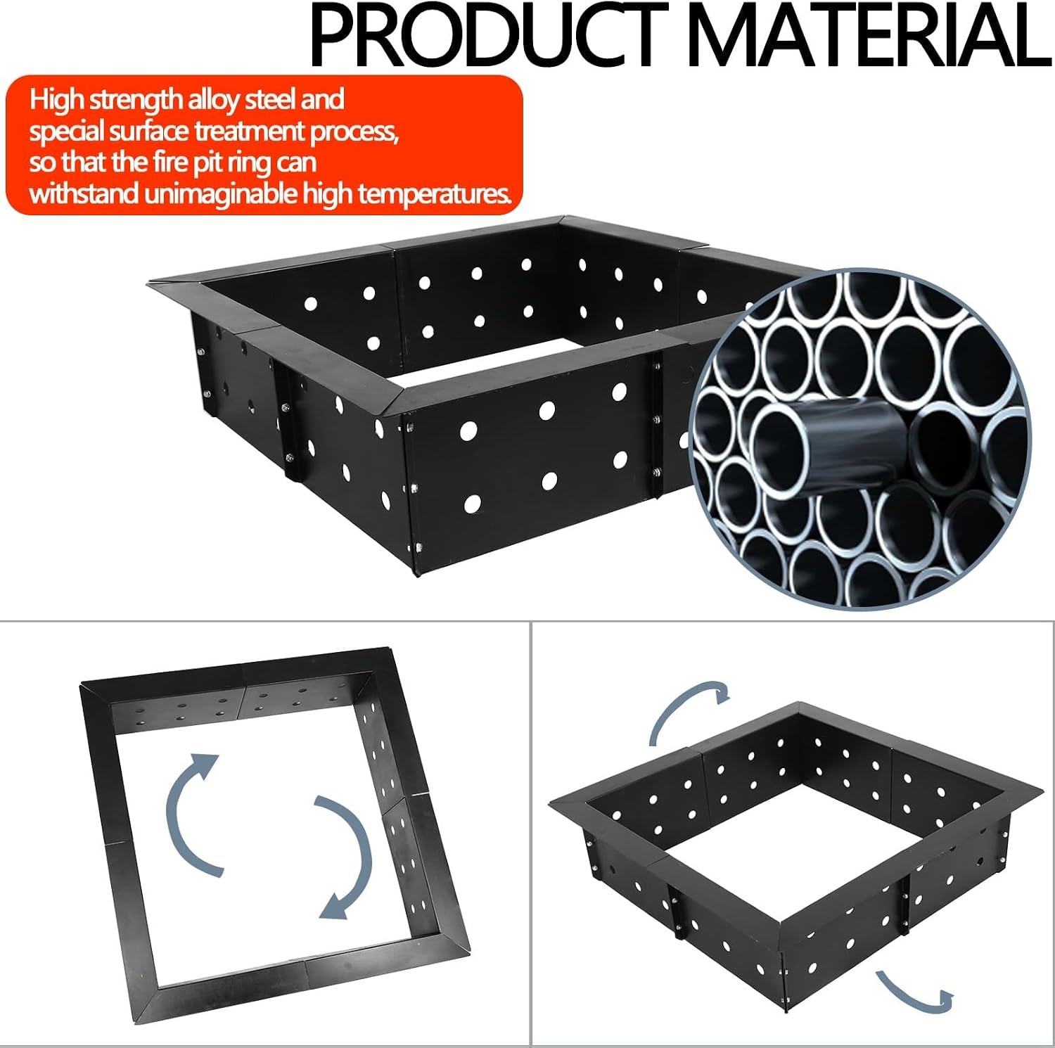 Fire Pit Liner Ring, Smokeless firepit Modern,Heavy Duty Solid Carbon Steel, DIY Campfire Ring Above or In-Ground for Outdoor, Patio, Backyard Wit（36-Inch Outer/30-Inch Inner）