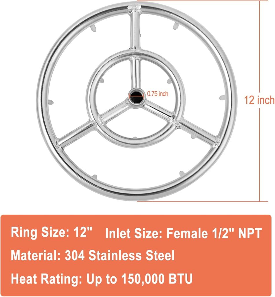 GASPRO Propane Gas Fire Pit Kit, with Inch Jet Fire Pit Burner Ring, for DIY  Upgrade Propane Fire Pit, Fireplace, Heavy Duty Stainless Steel, Indoor  Outdoor Use