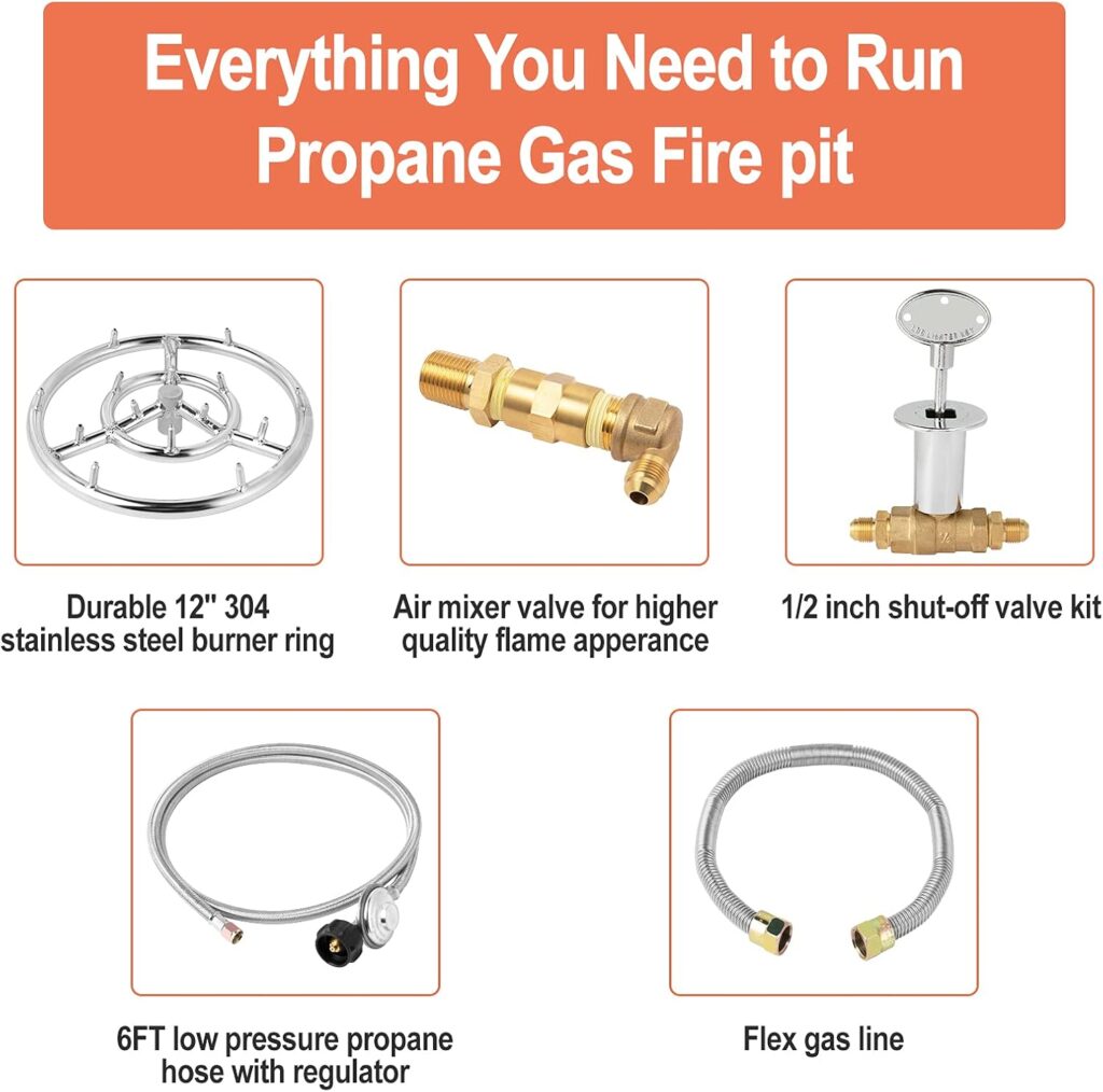 GASPRO Propane Gas Fire Pit Kit, with Inch Jet Fire Pit Burner Ring, for DIY  Upgrade Propane Fire Pit, Fireplace, Heavy Duty Stainless Steel, Indoor  Outdoor Use