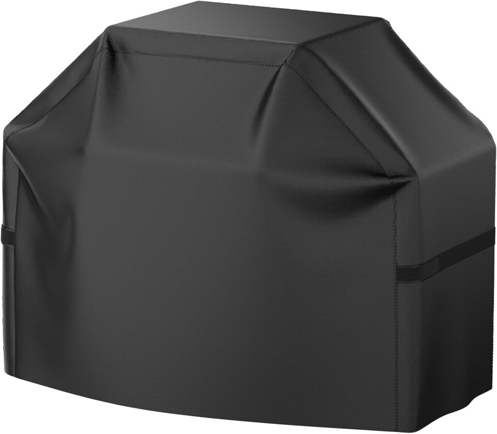 Grill Cover, inch BBQ Gas Grill Cover for Outdoor Grill, Waterproof, Anti-UV, Rip-Proof, Fade Resistant Material, Barbecue Cover with Hook-and-Loop Straps  Adjustable Hem Drawstring, Black