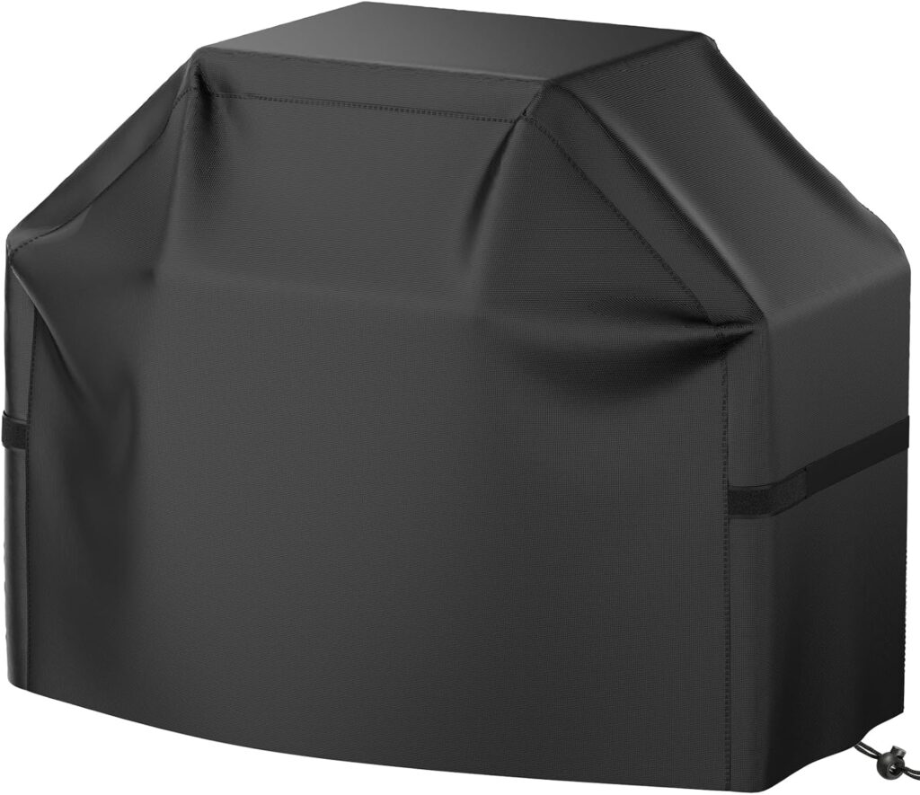 Grill Cover, inch BBQ Gas Grill Cover for Outdoor Grill, Waterproof, Anti-UV, Rip-Proof, Fade Resistant Material, Barbecue Cover with Hook-and-Loop Straps  Adjustable Hem Drawstring, Black