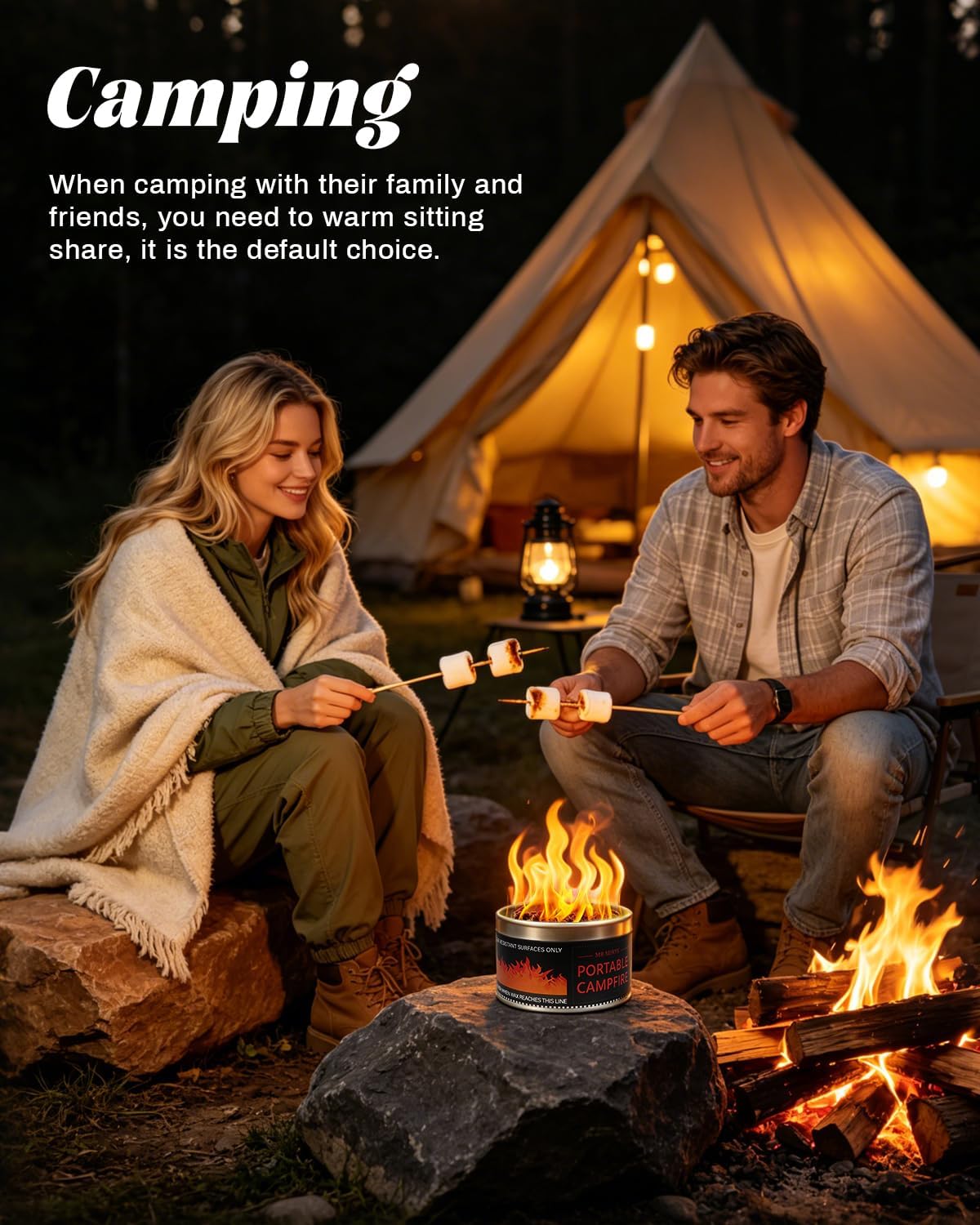 MR MIRYE Portable Smores Fire Pit – 3-5 Hours Burn Time, Mini Fire Pit for Outdoor Camping, Picnics, Backyard & Travel, No Embers, Lightweight Smores Maker with Portable Firepit Bonfire Design