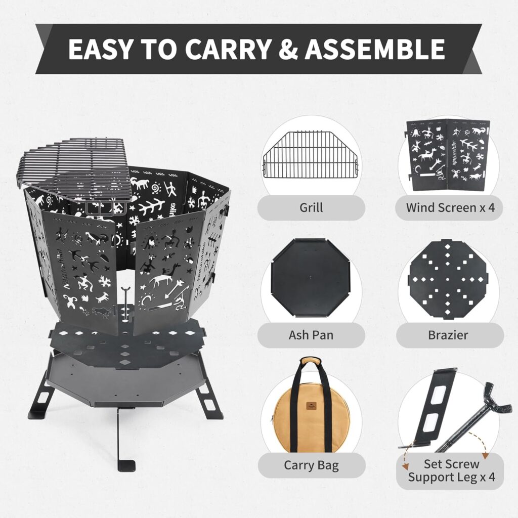 Naturehike Totem Portable Wood Burning Fire Pit, 14.5 Inch Folding Patio Firepit with Grill and Carry Bag, Perfect for Outdoor Camping Backpacking Picnic Naturehike Totem Portable Wood Burning Fire Pit, 14.5 Inch Folding Patio Firepit with Grill and Carry Bag, Perfect for Outdoor Camping Backpacking Picnic