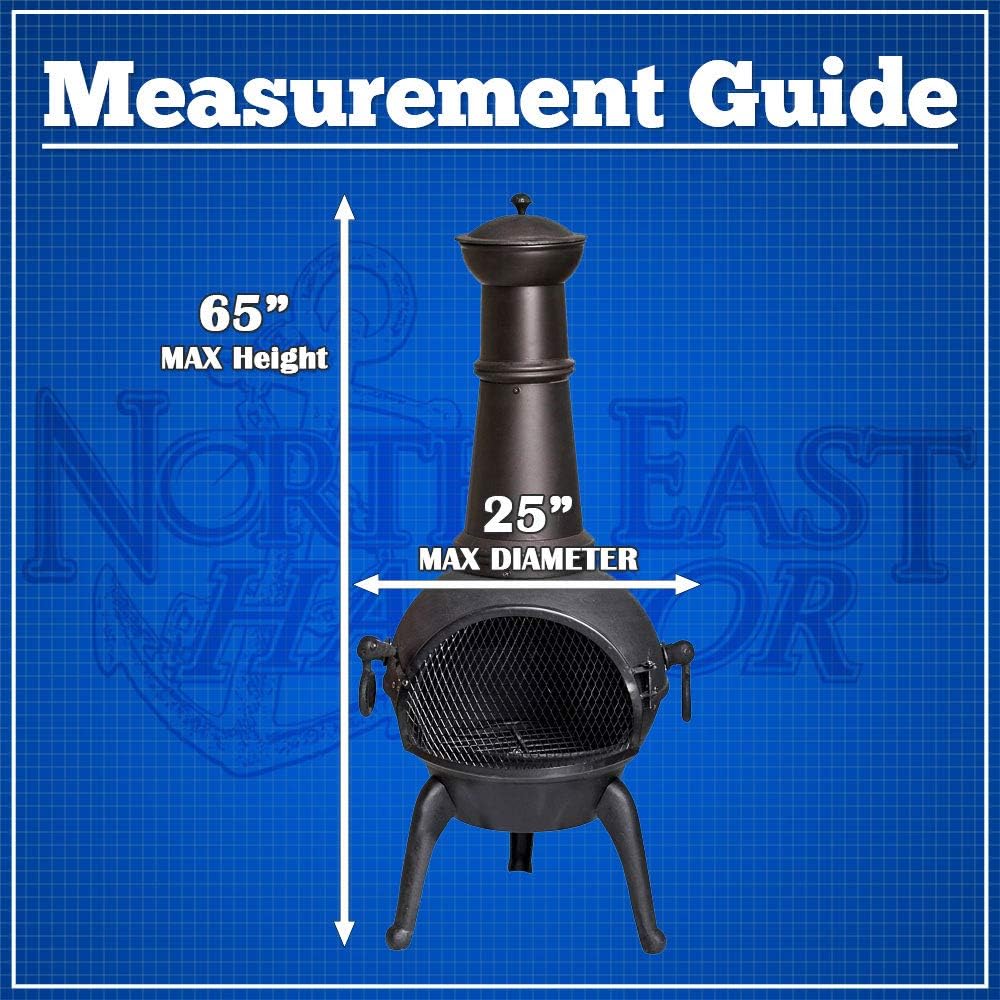 NEH Outdoor Patio Chiminea Cover - Diameter x Height - Breathable Material, Sunray Protected, and Weather Resistant Storage Cover, Gray with Black Hem