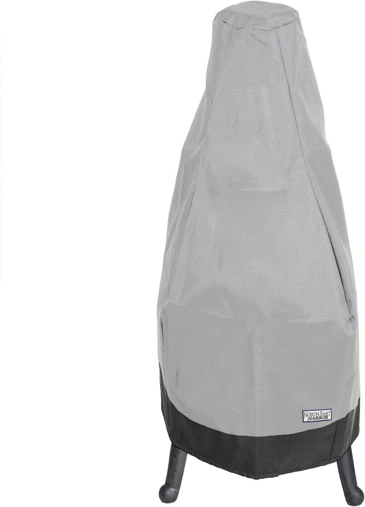 NEH Outdoor Patio Chiminea Cover - Diameter x Height - Breathable Material, Sunray Protected, and Weather Resistant Storage Cover, Gray with Black Hem