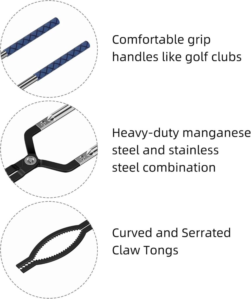 RAOMEIDE Fireplace Tongs Log Grabber Heavy Duty Fire Tongs for Fire Pit Firepit Tongs for Outside Pits Campfire Firewood Tongs Log Grabber (Black)