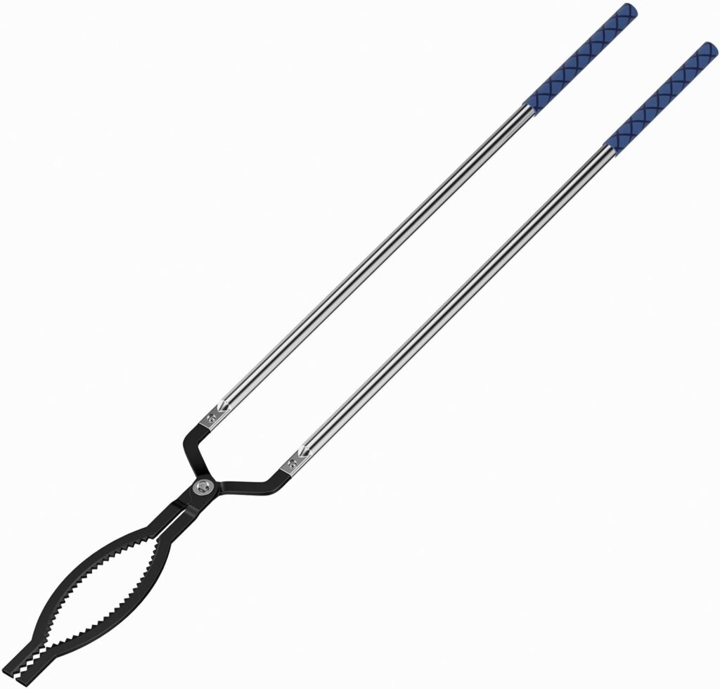 RAOMEIDE Fireplace Tongs Log Grabber Heavy Duty Fire Tongs for Fire Pit Firepit Tongs for Outside Pits Campfire Firewood Tongs Log Grabber (Black)