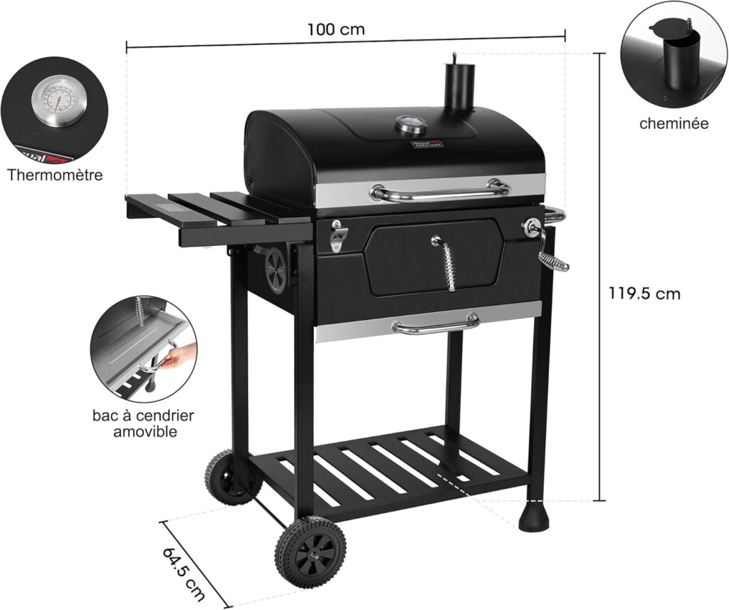 Royal Gourmet CD1824G Inch Charcoal Grill with Foldable Side Table, Outdoor BBQ Grill with Sq. In. Cooking Area for Picnic and Camping Grilling, Black