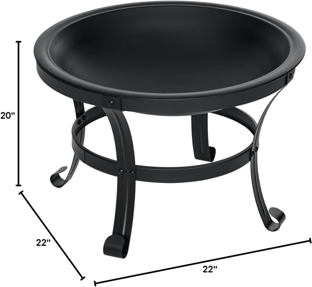 SINGLYFIRE inch Fire Pit for Outside Outdoor Wood Burning Small Bonfire Pit Steel Firepit Bowl for Patio Camping Backyard Deck Picnic Porch,with Spark Screen,Log Grate,Poker