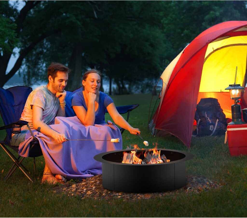 Stanbroil Outdoor Fire Pit Ring Inch Outer/30 Inch Inner Diameter, 2mm Thickness Steel Round Wood Burning Firepit for Outside, DIY Fire Ring Liner Insert for Above or In-Ground Backyard Bonfire