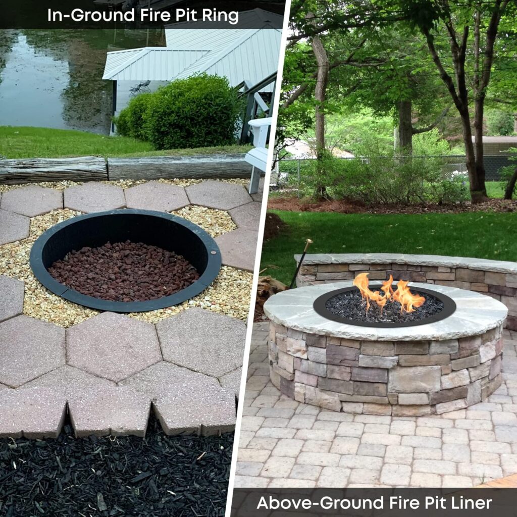 Stanbroil Outdoor Fire Pit Ring Inch Outer/30 Inch Inner Diameter, 2mm Thickness Steel Round Wood Burning Firepit for Outside, DIY Fire Ring Liner Insert for Above or In-Ground Backyard Bonfire