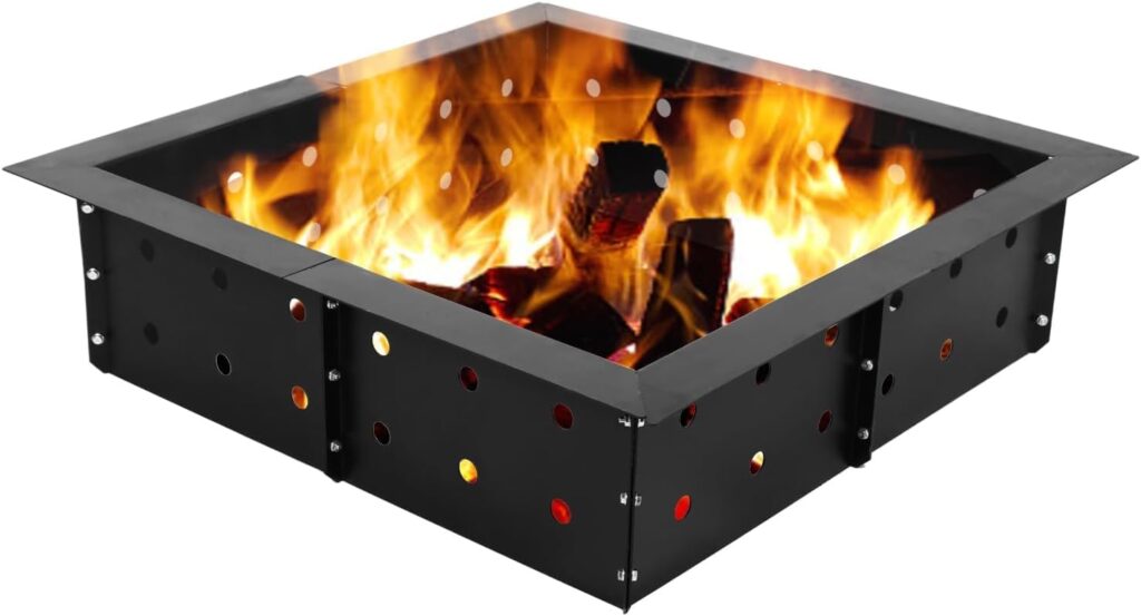 Anman Upgraded Heavy Duty Solid Steel Fire Pit Liner Ring 42-Inch Inner,DIY Campfire Ring Above or In-Ground for Outdoor,Patio,Backyard