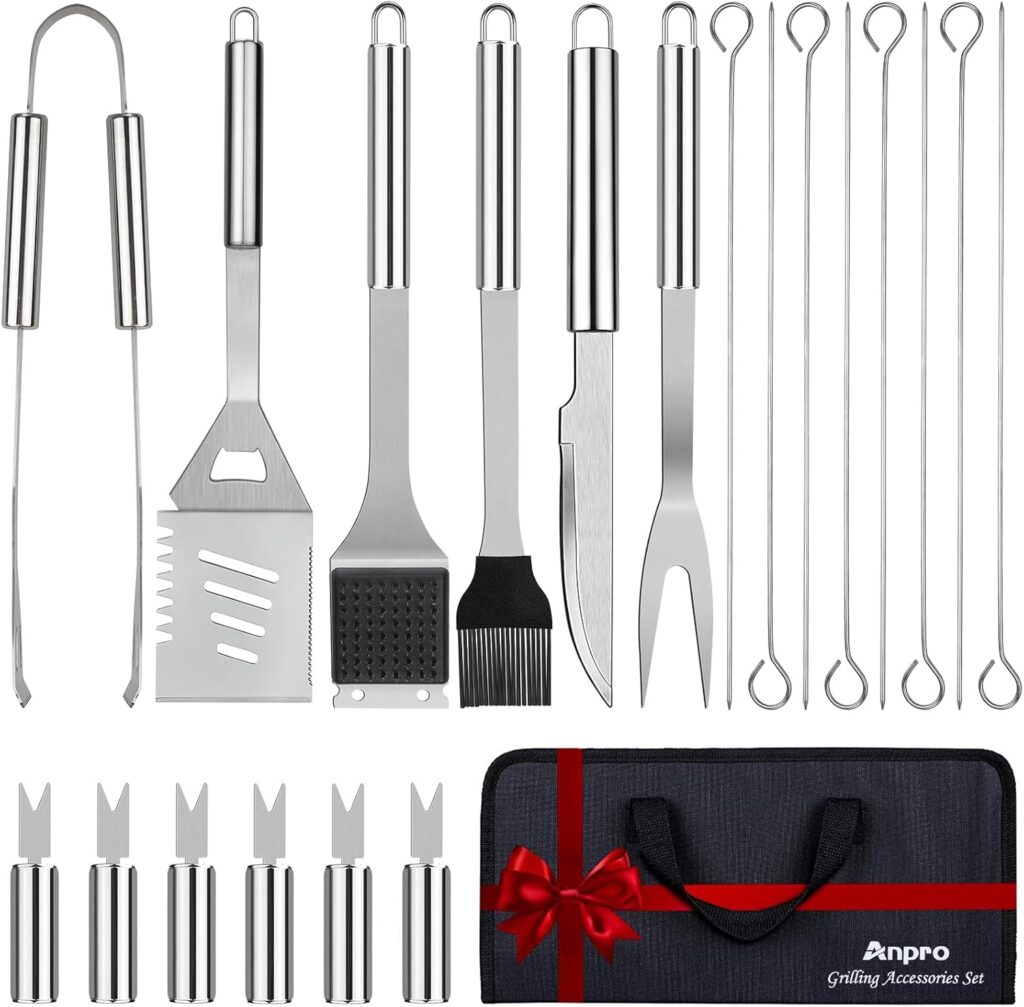 Anpro PCS Grilling Accessories Grill Kit- Grill Set, Grilling Utensil Set, BBQ Accessories, BBQ Kit, BBQ Grill Tools, Grilling Gifts for Fathers Day, Smoker, Camping, Kitchen Anpro PCS Grilling Accessories Grill Kit- Grill Set, Grilling Utensil Set, BBQ Accessories, BBQ Kit, BBQ Grill Tools, Grilling Gifts for Fathers Day, Smoker, Camping, Kitchen