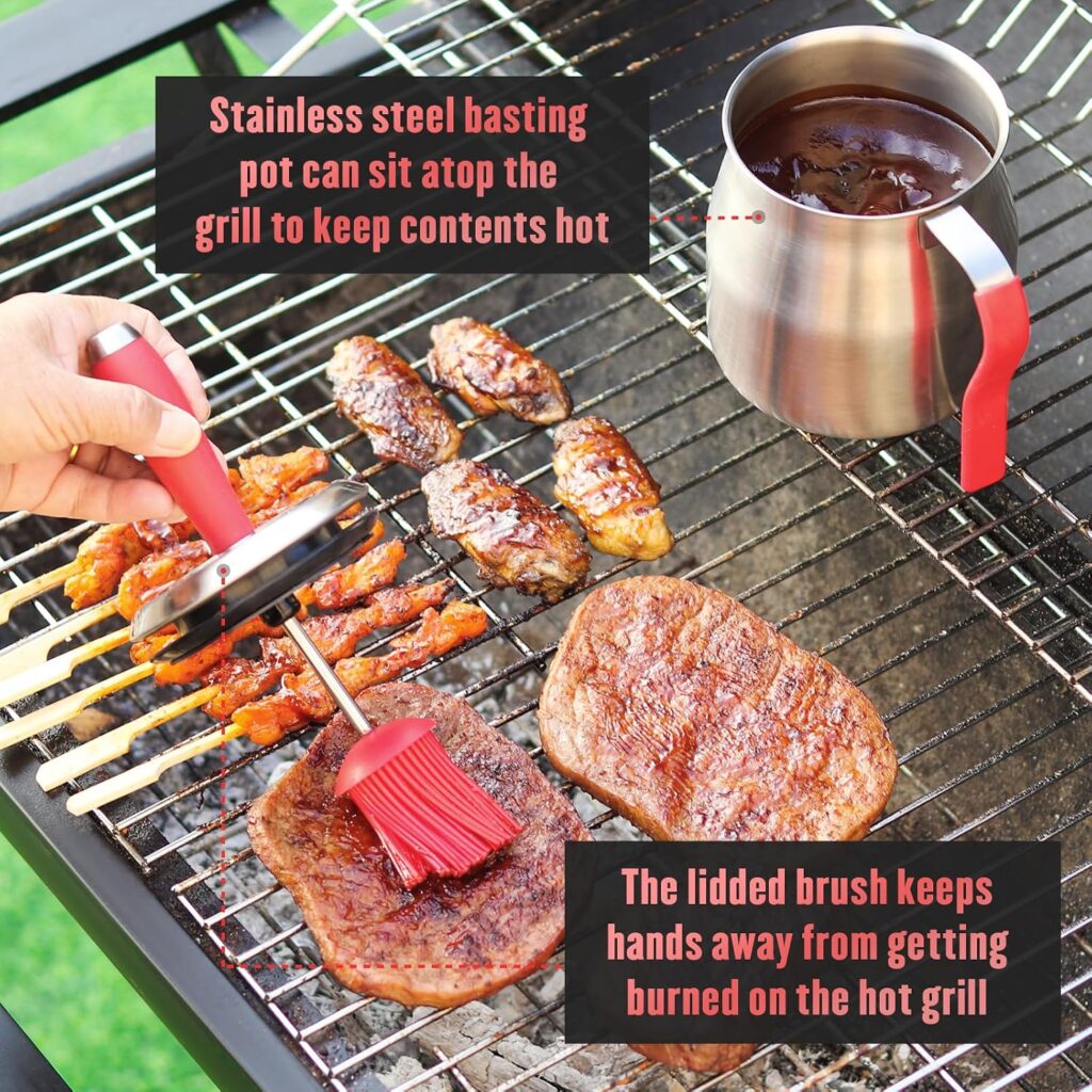 BBQ Basting Pot with Basting Brushes Set,Christams BBQ Grilling Gifts for Men Dad,Airtight Stainless Steel Barbecue Sauce Pot,Silicone BBQ Brushes for Sauce,BBQ Gadgets Grill Accessories,32oz BBQ Basting Pot with Basting Brushes Set,Christams BBQ Grilling Gifts for Men Dad,Airtight Stainless Steel Barbecue Sauce Pot,Silicone BBQ Brushes for Sauce,BBQ Gadgets Grill Accessories,32oz