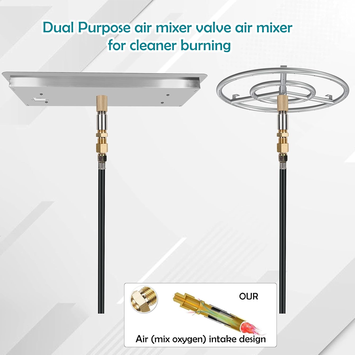 Fire Pit Pan Kit Drop-in,10x 30 Rectangular Propane Gas Firepit Kit with H-Burner Installed, Spark Ignition& Propane Hose Set, Rated for up to 185,000 BTU Max for Indoor& Outdoor DIY Burner Pan
