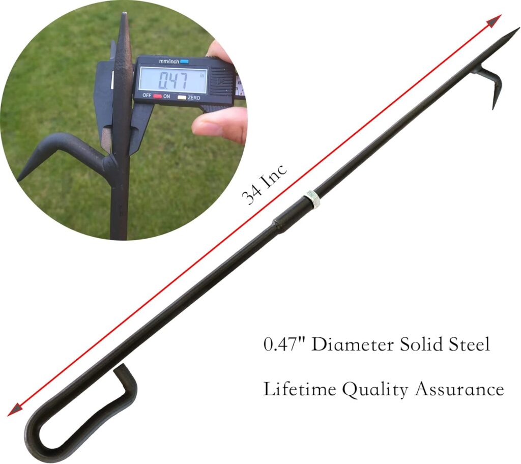 Fire Poker for Fire Pit. Inc Lb Heavy Duty Fireplace Poker Made of Diameter 0.47 Inc Solid Steel. Upgraded Campfire Poker for Fireplace, Camping, Fire Pit, Wood Stove, Outdoor Indoor Use.