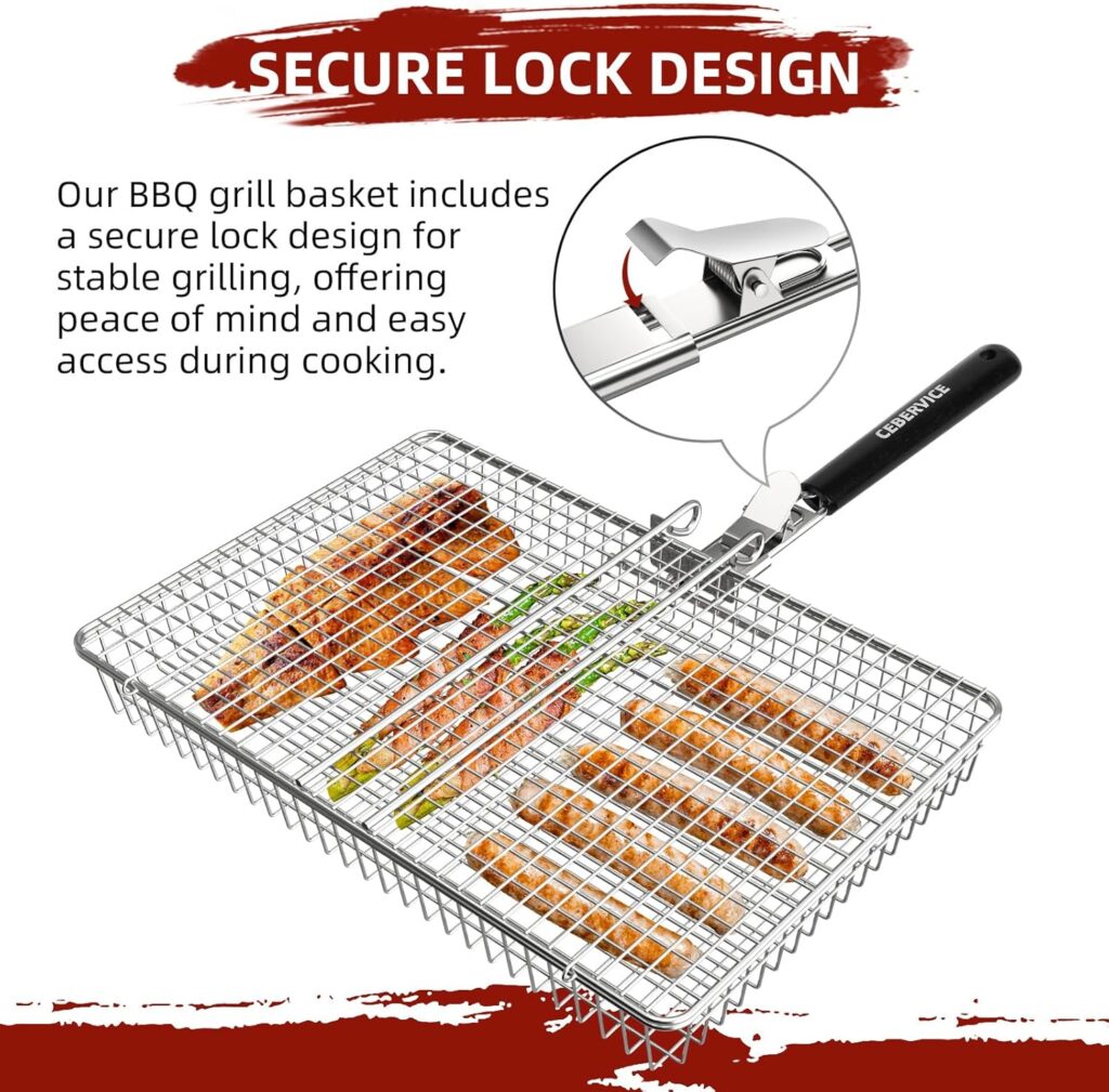 Grill Basket Extra Large, SUS304 Stainless Steel, Portable Folding BBQ Camping Grilling Rack for Fish, Vegetables, Shrimp, Barbeque Griller Cooking Accessories, Grilling Gifts for Men, Dad Grill Basket Extra Large, SUS304 Stainless Steel, Portable Folding BBQ Camping Grilling Rack for Fish, Vegetables, Shrimp, Barbeque Griller Cooking Accessories, Grilling Gifts for Men, Dad