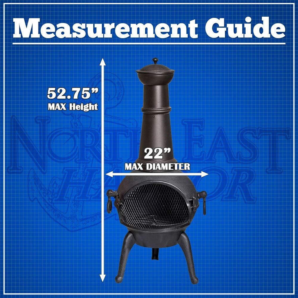 NEH Outdoor Patio Chiminea Cover - Diameter x 52.75 Height - Breathable Material, Sunray Protected, and Weather Resistant Storage Cover, Gray with Black Hem NEH Outdoor Patio Chiminea Cover - Diameter x 52.75 Height - Breathable Material, Sunray Protected, and Weather Resistant Storage Cover, Gray with Black Hem