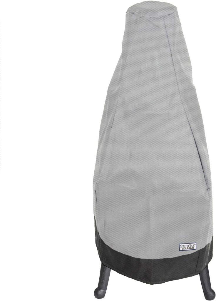 NEH Outdoor Patio Chiminea Cover - Diameter x 52.75 Height - Breathable Material, Sunray Protected, and Weather Resistant Storage Cover, Gray with Black Hem NEH Outdoor Patio Chiminea Cover - Diameter x 52.75 Height - Breathable Material, Sunray Protected, and Weather Resistant Storage Cover, Gray with Black Hem