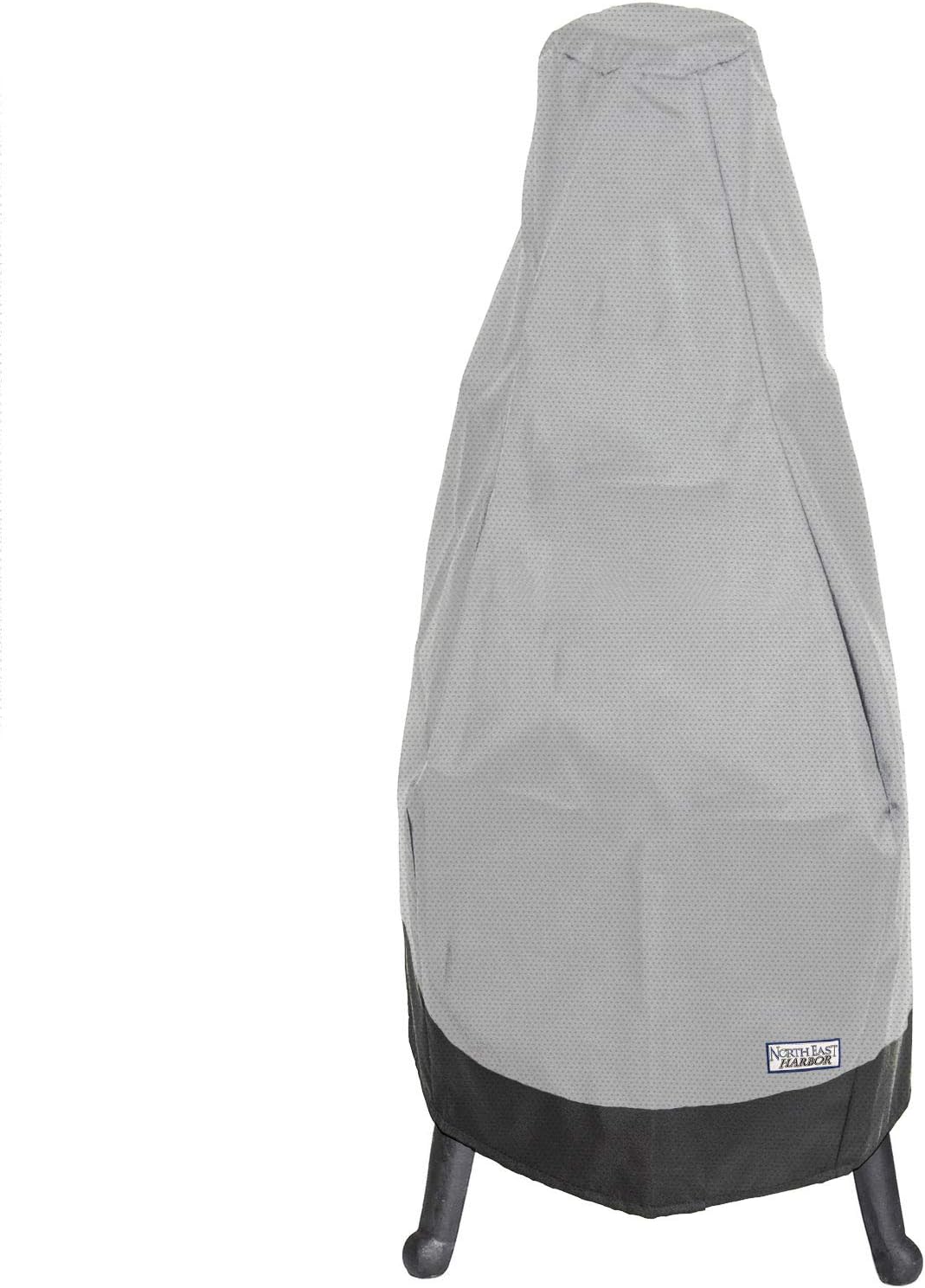 NEH Outdoor Patio Chiminea Cover – 22″ Diameter x 52.75″ Height – Breathable Material, Sunray Protected, and Weather Resistant Storage Cover, Gray with Black Hem