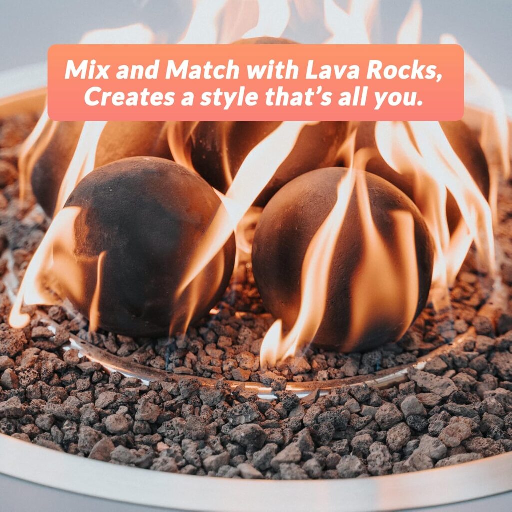 Skyflame Inch Ceramic Fire Pit Balls, Set of Round Fire Stones Set for Indoor and Outdoor Fire Pits or Fireplaces Accessory, Black