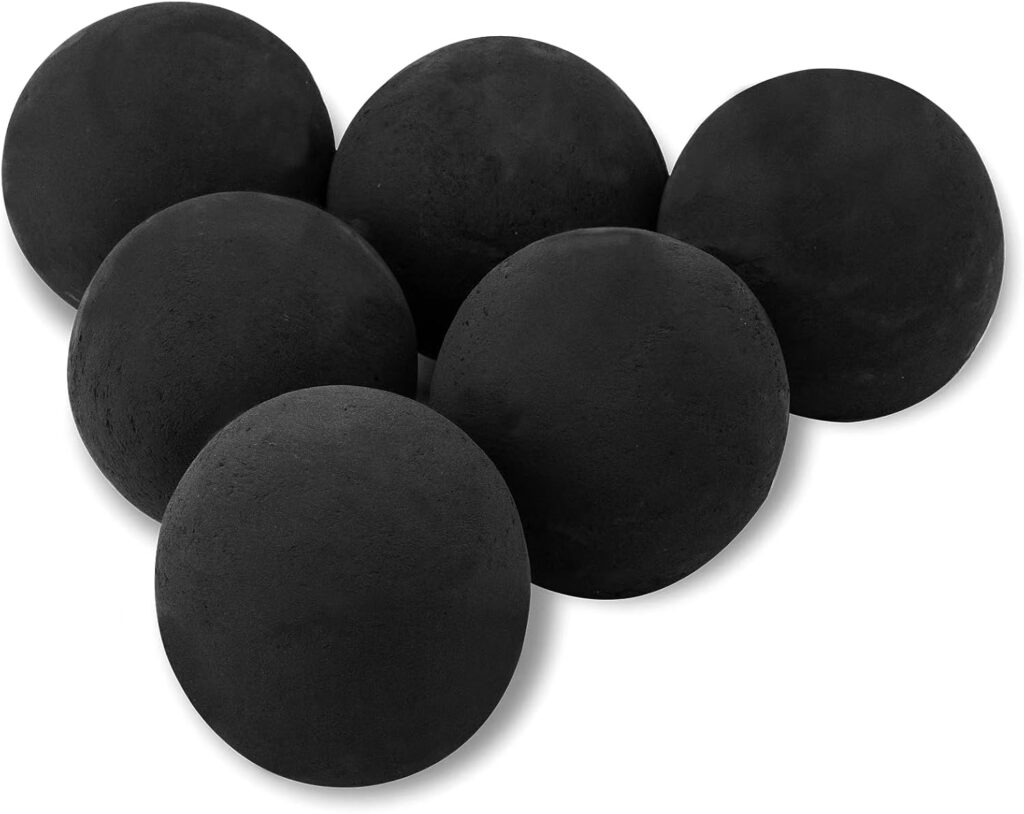 Skyflame Inch Ceramic Fire Pit Balls, Set of Round Fire Stones Set for Indoor and Outdoor Fire Pits or Fireplaces Accessory, Black