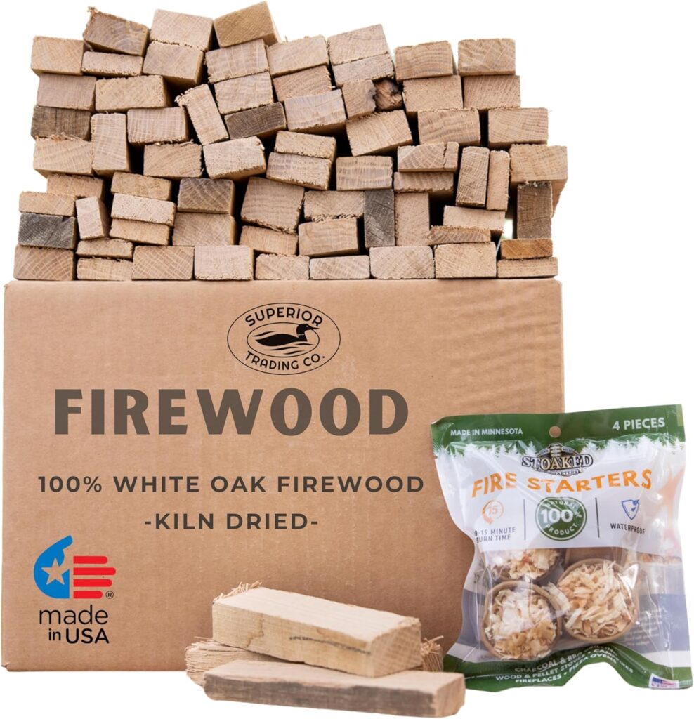 Superior Trading Oak Mini Fire Wood w/Fire Starter Pods, Winter Fireplace Starter, Wood Stove, USDA Cert 4-5” Kiln Dried Firewood, USA Made, 10-11 lbs. Superior Trading Oak Mini Fire Wood w/Fire Starter Pods, Winter Fireplace Starter, Wood Stove, USDA Cert 4-5” Kiln Dried Firewood, USA Made, 10-11 lbs.