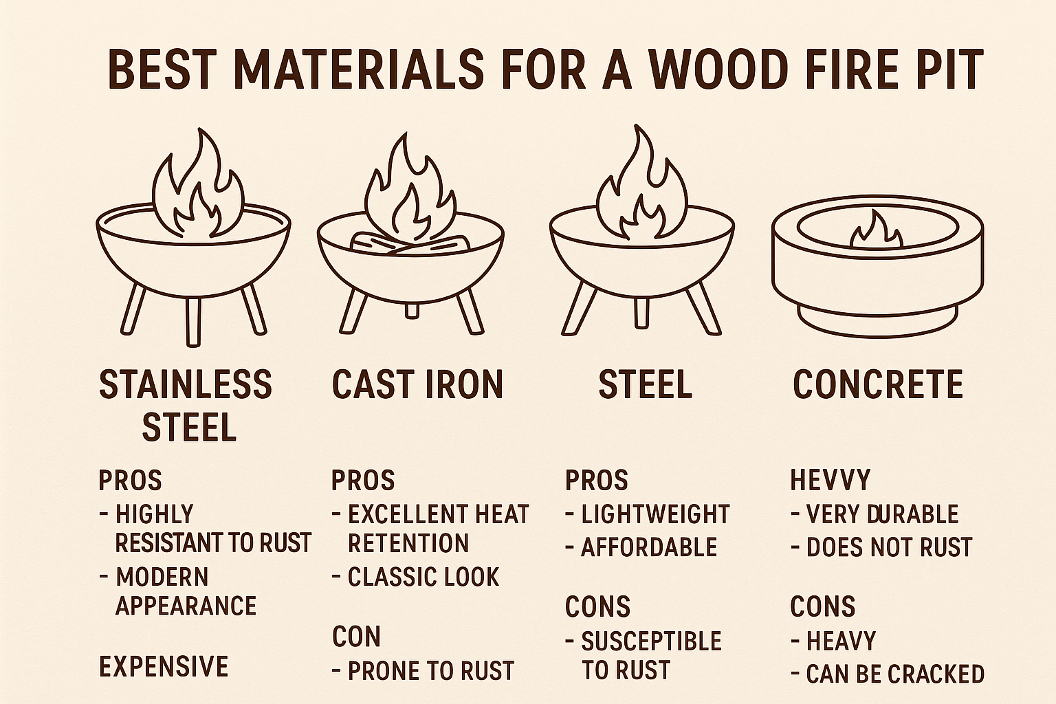 What Are The Best Materials For A Durable And Long-lasting Wood Fire Pit?