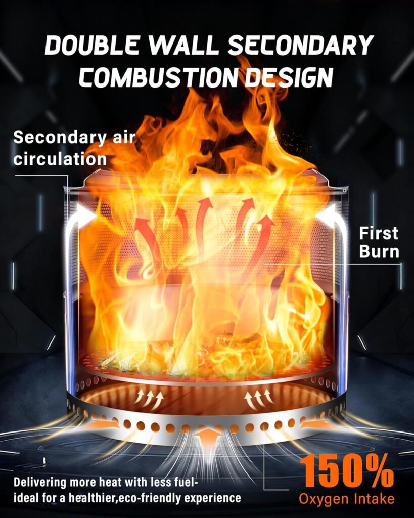 YEFU Fire Pit 18in Dia, Folding Smokeless Firepit, Wood Burning Stainless Steel Portable Outdoor Fireplace with Removable Ash Stand,Gloves,Fire Poker,Bonfire Fire Pits for Outside Camping,16.6 lbs YEFU Fire Pit 18in Dia, Folding Smokeless Firepit, Wood Burning Stainless Steel Portable Outdoor Fireplace with Removable Ash Stand,Gloves,Fire Poker,Bonfire Fire Pits for Outside Camping,16.6 lbs