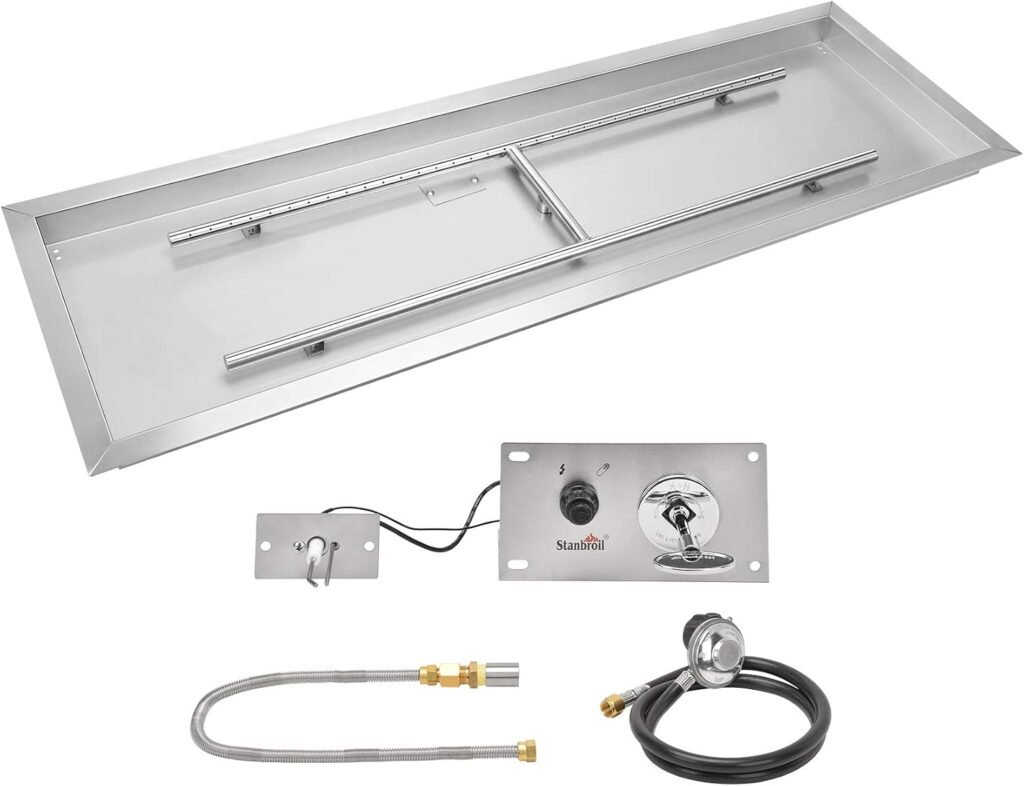 Stanbroil x Inch Rectangular Drop-in Gas Fire Pit | with Spark Ignition Kit SS, Propane Gas Version, 90,000 BTU’s Max