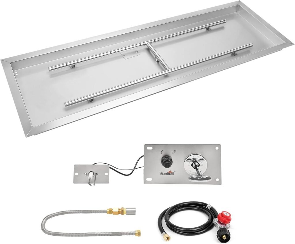 Stanbroil x Inch Rectangular Drop-in Gas Fire Pit | with Spark Ignition Kit SS, Propane Gas Version, 90,000 BTU’s Max Stanbroil x Inch Rectangular Drop-in Gas Fire Pit | with Spark Ignition Kit SS, Propane Gas Version, 90,000 BTU’s Max